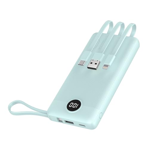 モバイルバッテリー ケーブル内蔵 大容量 軽量 小型 薄型10000mAh